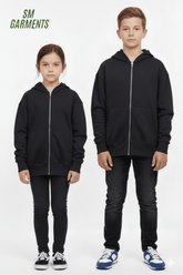 KIDS BASIC BLACK ZIPPED HOODIE - Smgarment's
